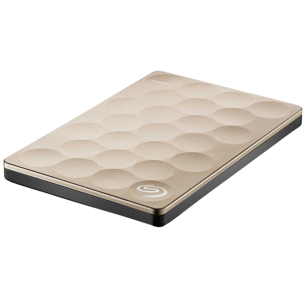 Disco Duro Externo SEAGATE Backup Plus Ultra Slim 2TB | Dorado Metálico | USB 3.0 | Ref. STEH2000101 | Portátil 2.5″ | Diseño Premium