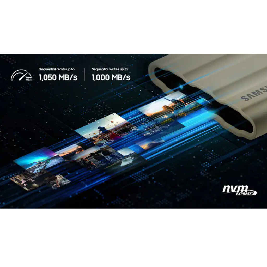 Samsung T7 Shield 2TB SSD Portátil | USB 3.2 Gen 2 | Ref. MU-PE2T0S/AM | Resistente al Agua y Polvo IP65 | Negro | Velocidad 1050 MB/s