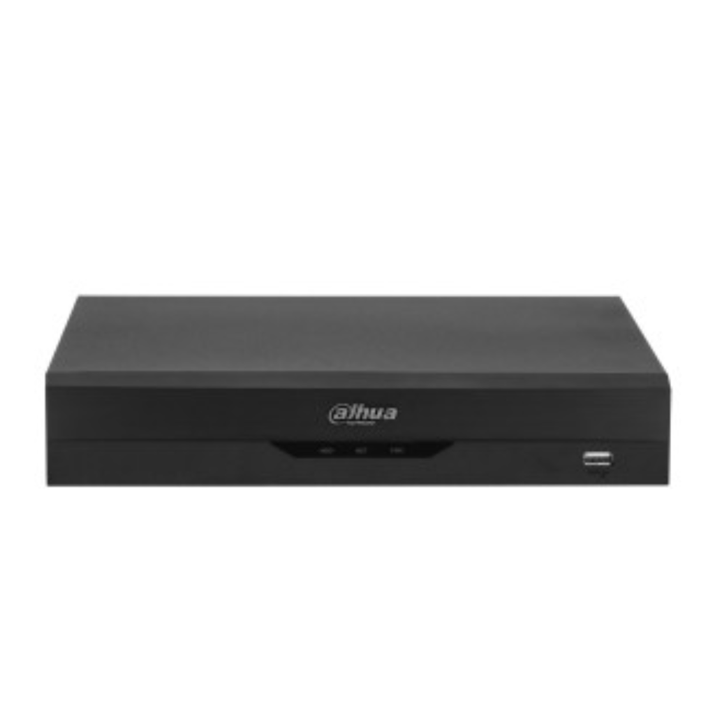 DAHUA KITXVR5104HS4KLI3+4HFW1500CMA- Kit de vigilancia de 4 canales 5 MP con audio y DVR WizSense con reconocimiento facial y H.265+. Soporta 4 canales + 4 IP o hasta 8 IP. Incluye 4 canales SMD Plus para búsqueda de humanos y vehículos