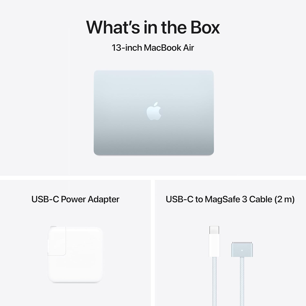 Apple MacBook Air 2025 | Chip M4 (10-core CPU) | 16GB RAM | 256GB SSD | Pantalla Liquid Retina 13.6″ | Color Sky Blue | Teclado Retroiluminado | Nueva