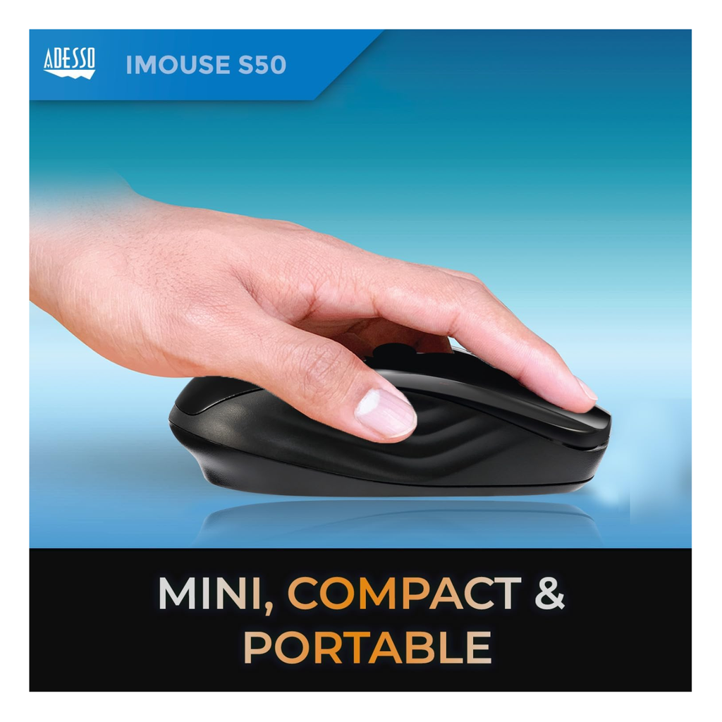 Adesso iMouse S50 Mini Mouse Inalámbrico 2.4GHz Compacto Negro