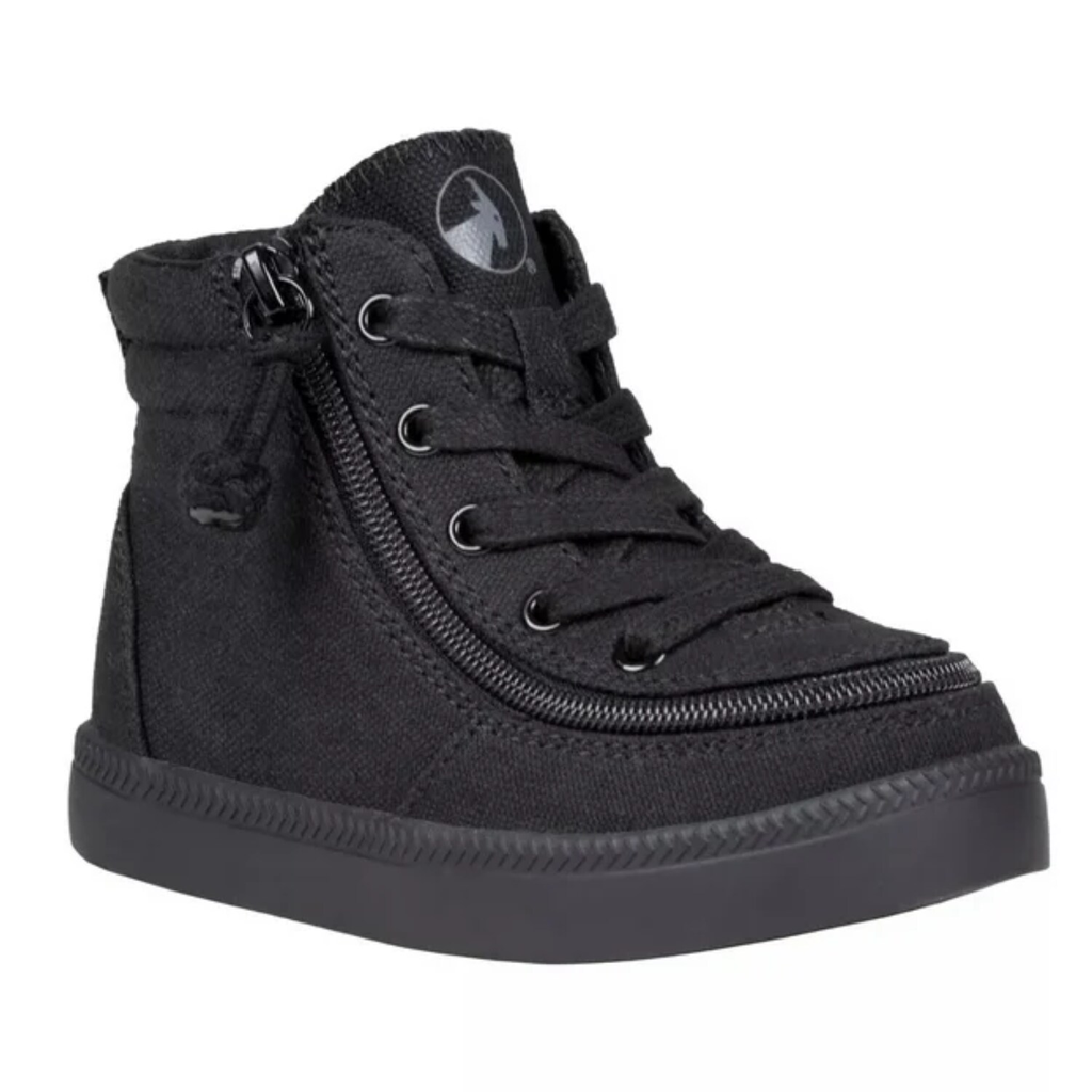 BILLY Footwear Toddler Harmon Sneakers - Black 12T: Zipper & Lace Up, Cushioned Insole, Non Marking Sole