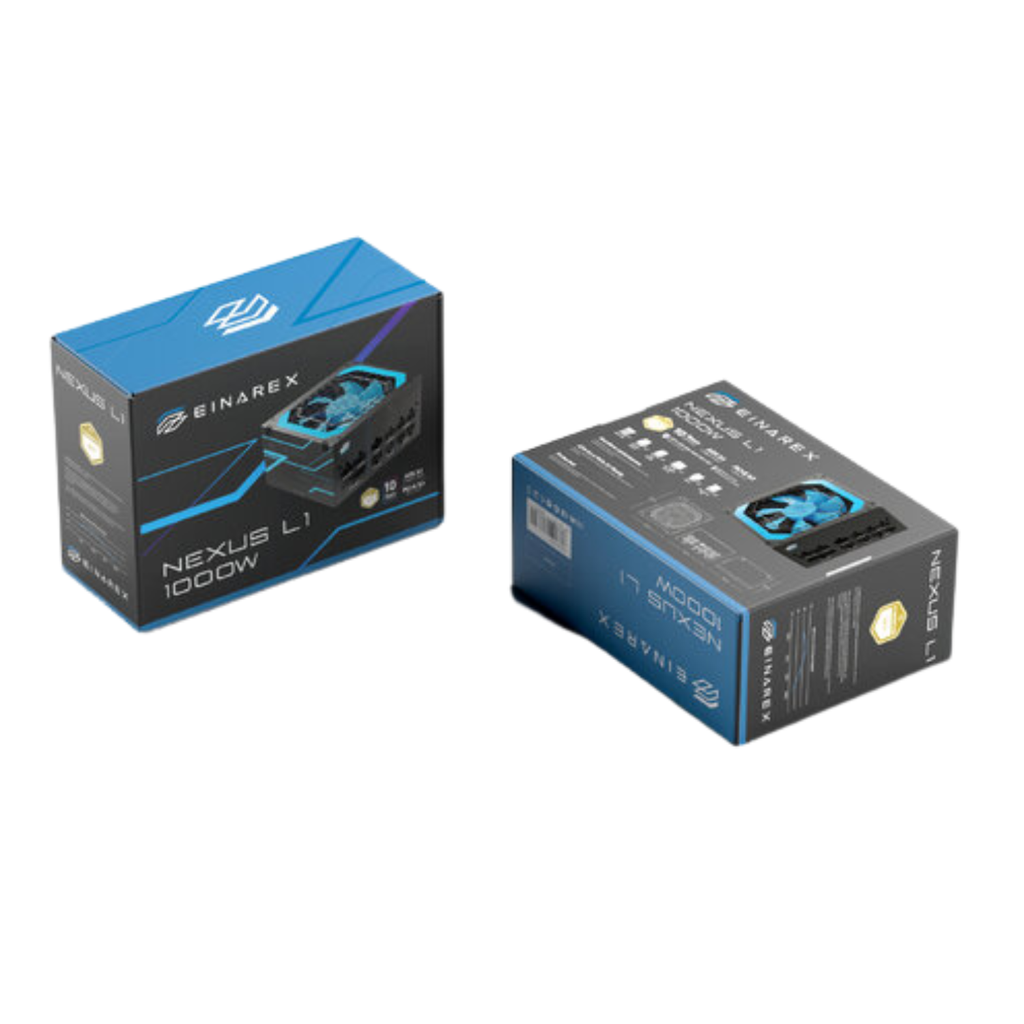 Fuente de Poder EINAREX NEXUS L1 1000W Black - Fuente de Alimentación ATX para Gaming Extremo y Workstation, Alta Eficiencia, Protecciones de Grado Profesional, Ventilador Silencioso (EXPS-NL1-100-BK)