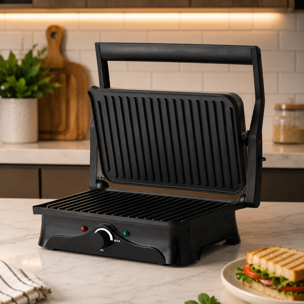DOMINION Panini Maker & Grill Stainless Steel – Versatilidad Gourmet y Potencia en su Cocina