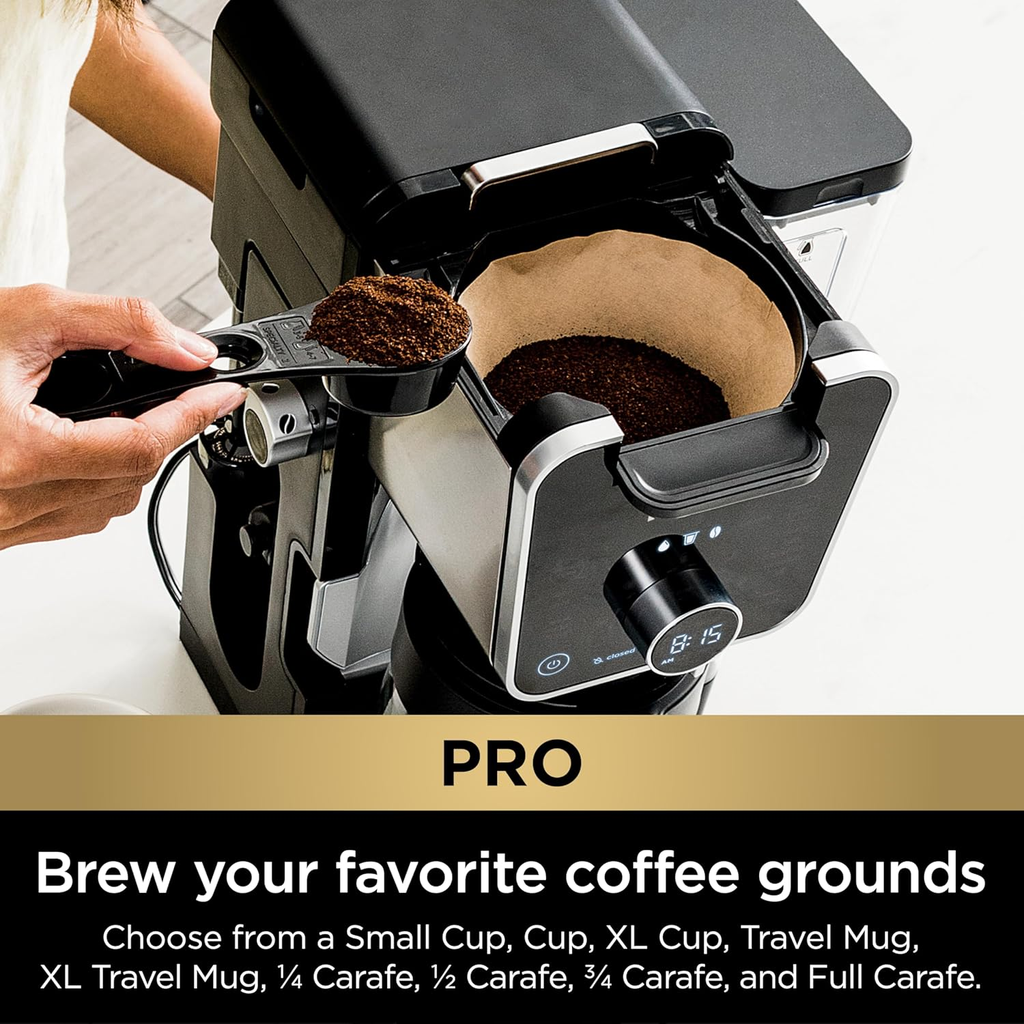 Ninja DualBrew Pro Specialty Coffee System – Cafetera 3-en-1: Pod, Single-Serve y 12 Tazas, Espumador Integrado, Depósito XL, Canadian Version