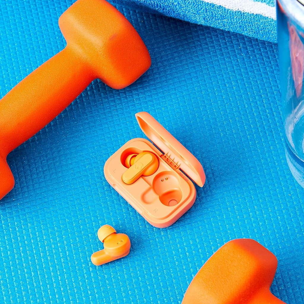 Skullcandy Dime True Wireless – Audífonos Bluetooth Inalámbricos Compactos, Micrófono Integrado, Golden Orange