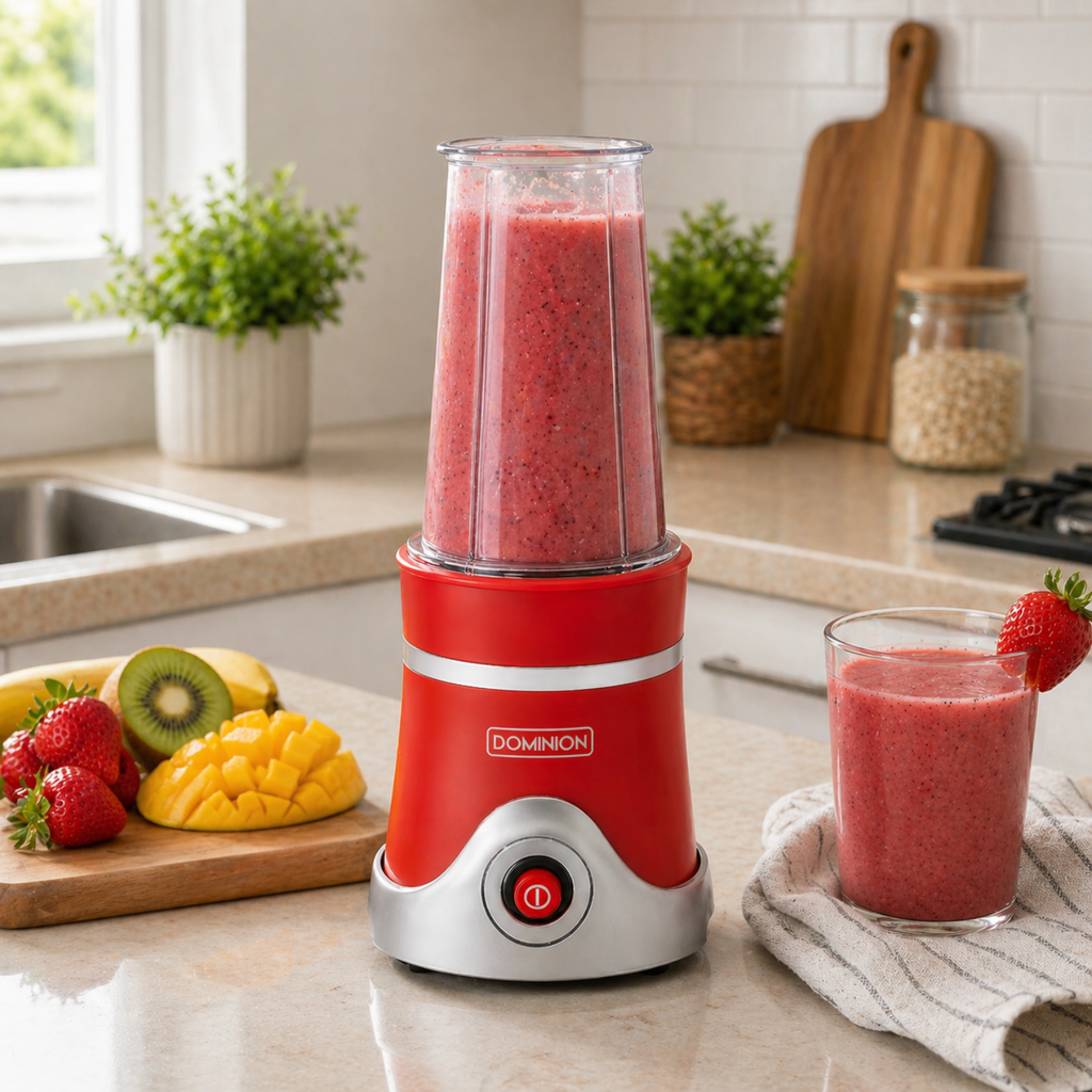 Licuadora Personal Dominion BlendMax Roja - Vaso Portátil 2Go, Motor Potente para Batidos y Smoothies profesionales