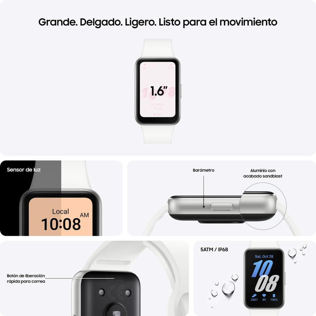 Samsung Galaxy Fit3 Smartwatch | Silver (Plata) | Pantalla 1.6" AMOLED | 13 Días de Batería | Nuevo