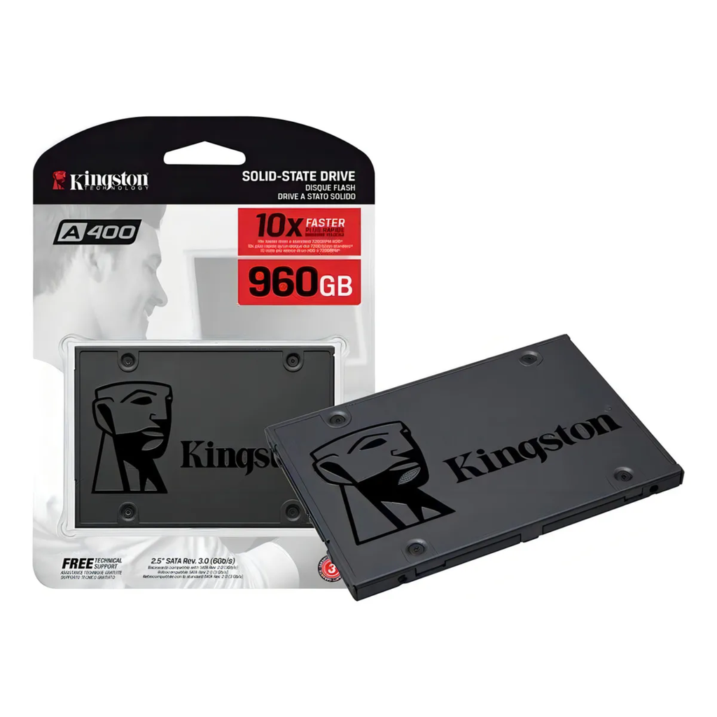 Kingston A400 960GB – SSD Interno 2.5" SATA III, Lectura Rápida, Ideal para Actualizar Laptops y PC