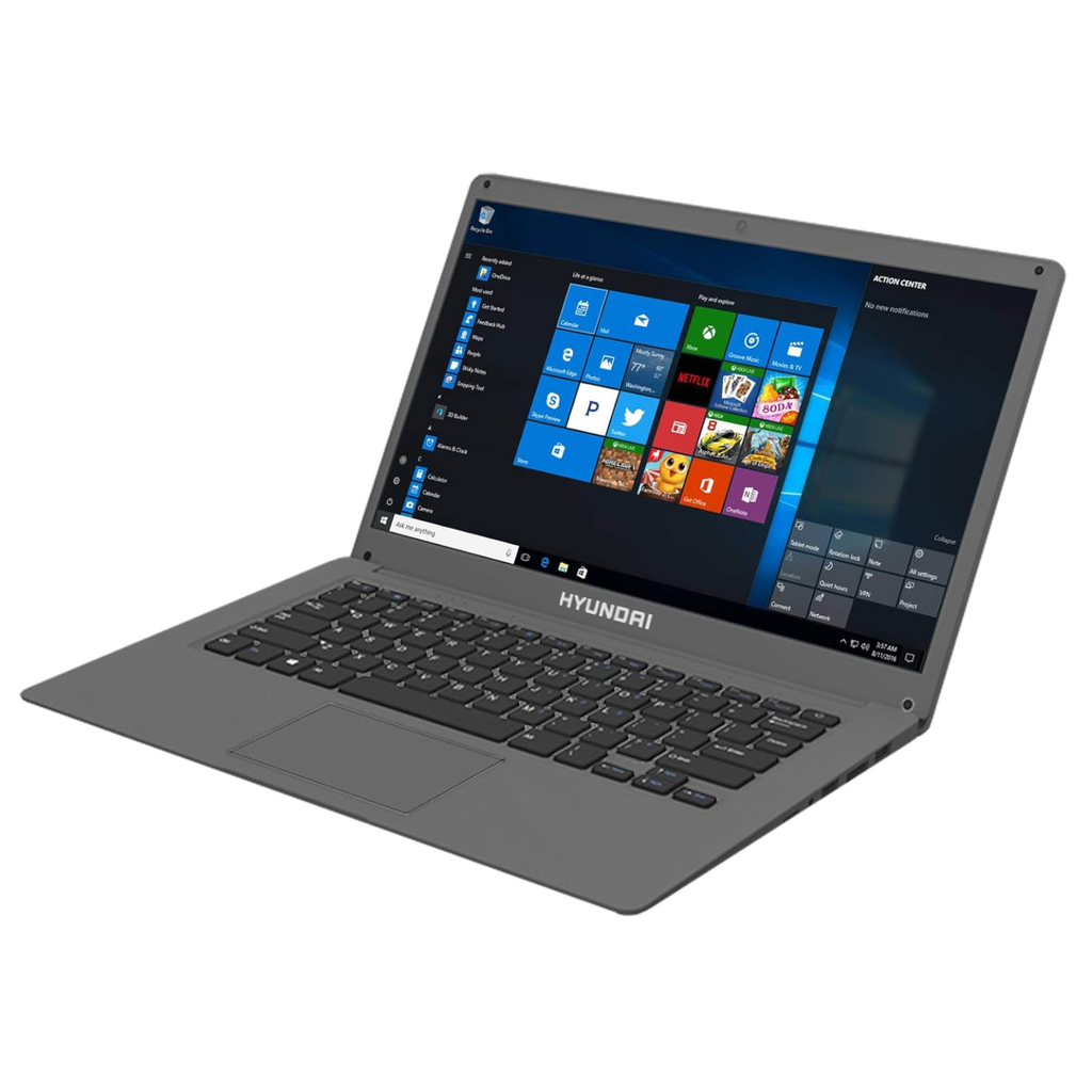 Hyundai HyBook 14.1" HD - Intel Celeron, 4GB RAM, 64GB SSD, Slot 2.5" SATA, RJ45, Win 10 Home - Space Grey
