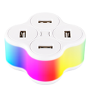 Cargador USB de Escritorio 4 Puertos 2.1A con Lámpara LED Multicolor y Cable de Alimentación