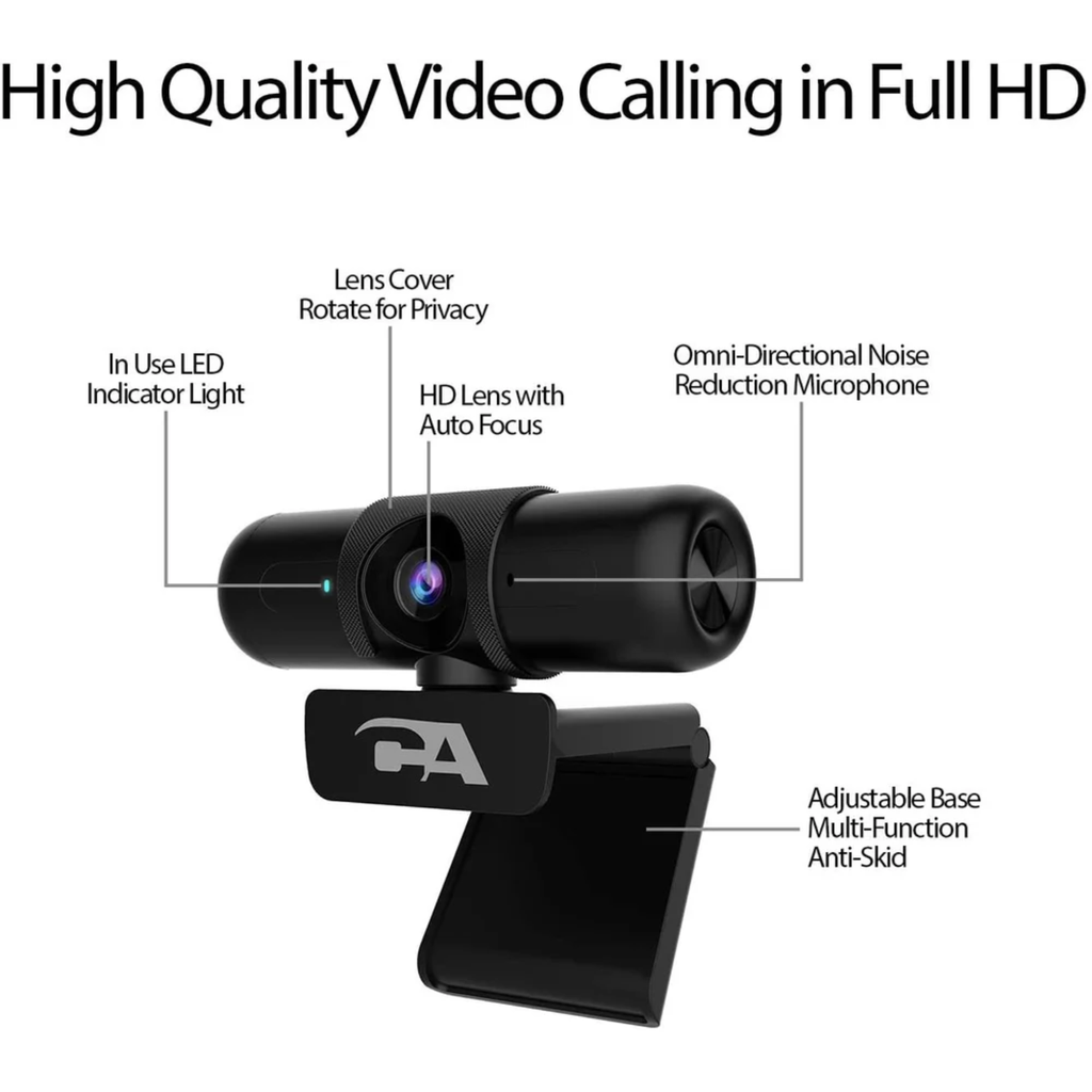 Cámara Web Cyber Acoustics CA Essential 1080HD-AF - Full HD, Auto-Focus y Micrófono Omnidireccional