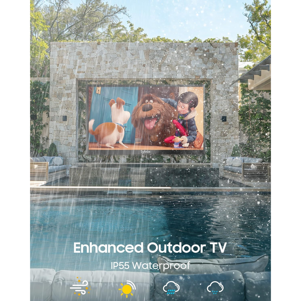 Pool Pro 2.0 43" QLED Outdoor TV Full Sun 2000 nits – Smart Google TV 4K UHD, Waterproof, Ultra Bright – Modelo OQ43A2KHGF