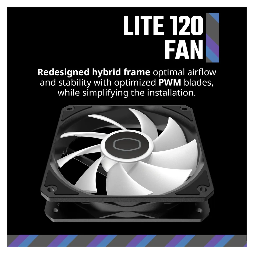 Cooler Master MF120 Lite FAN 120mm ARGB Dynamic PWM 1,750 RPM, Air Balance Blades, Hybrid