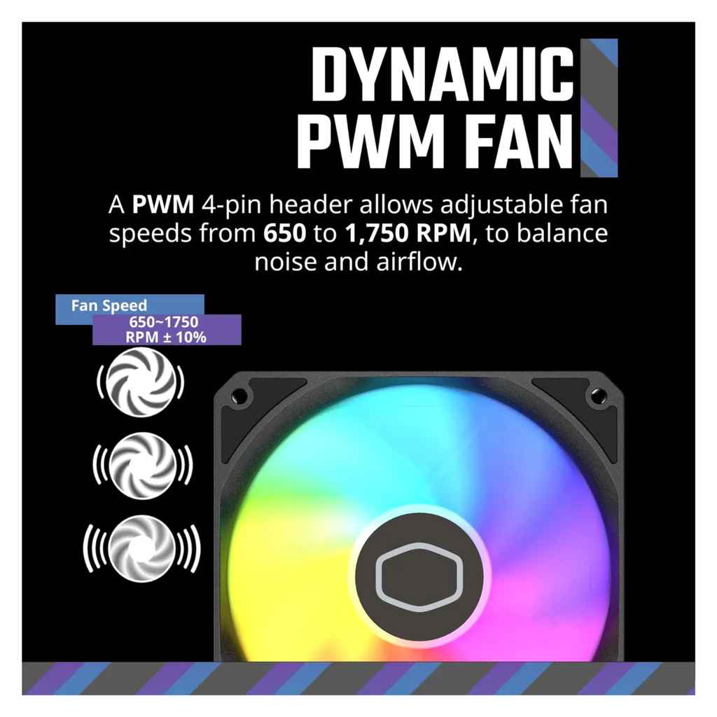 Cooler Master MF120 Lite FAN 120mm ARGB Dynamic PWM 1,750 RPM, Air Balance Blades, Hybrid