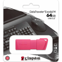 Memoria USB 64GB Kingston DataTraveler Exodia M | USB 3.2 Gen 1 | Rosa | Diseño Slider | Nuevo Sellado | Para Laptops, Tablets y Video 4K