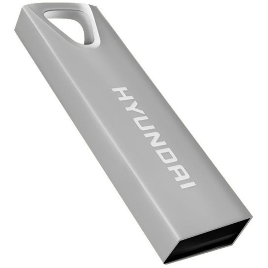 Memoria USB 32GB Hyundai Bravo Deluxe | Cuerpo Metálico Plata | USB 2.0 High Speed | Resistente y Elegante | Nuevo Sellado | Para Llaveros, PC y Mac