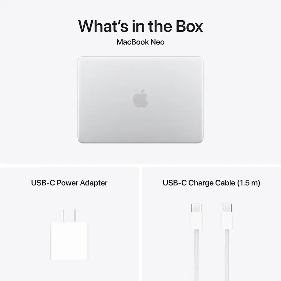 Apple 2026 MacBook Neo A18 Pro 6‑core CPU 5‑core GPU 256GB SSD 8GB 13" (2408x1506) Mac OS SILVER