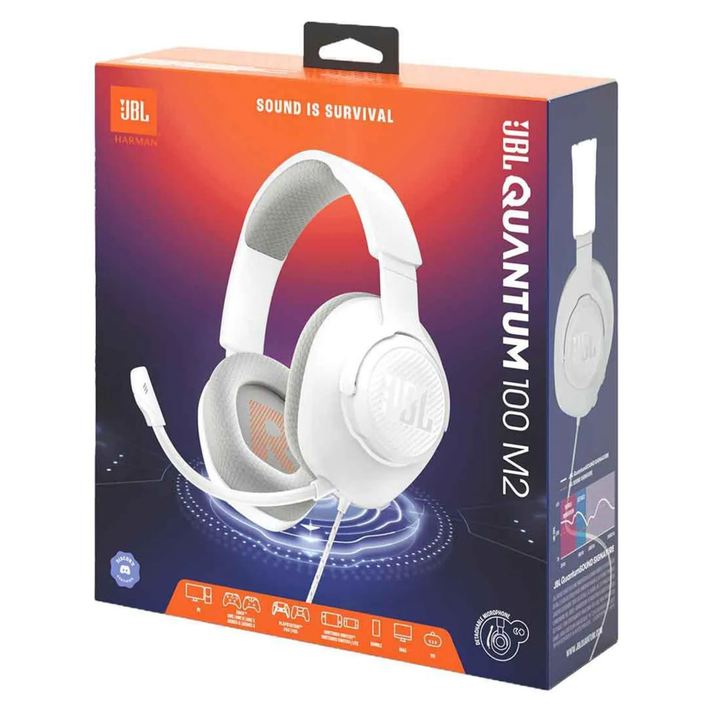 JBL Quantum 100 M2 Audífonos Gamer Over-Ear con Micrófono Blanco