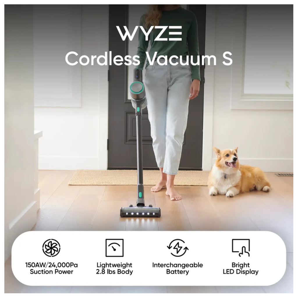 Wyze Wireless Cordless Stick Vacuum With 24Kpa Powerful Suction