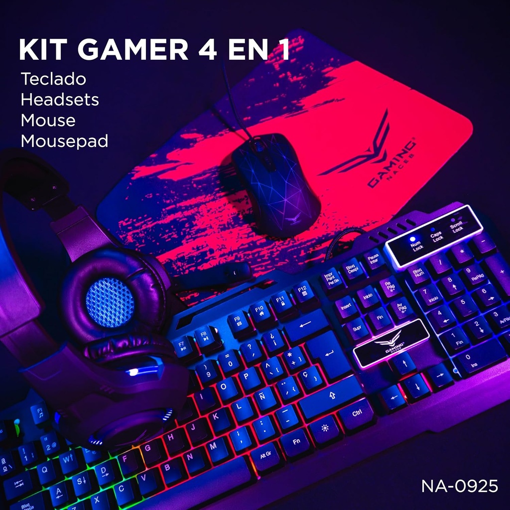 Kit Gamer Naceb Technology NA-0925, USB, Juego, Alámbrico, 2400 DPI