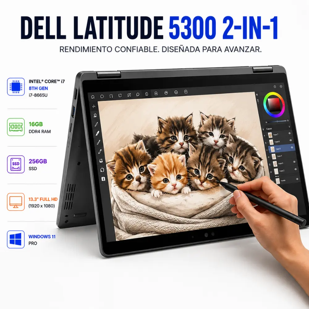 Dell Latitude 5300 13.3" 2 en 1 Intel Core i7 16GB RAM 256GB SSD Windows 11 (Reacondicionado) 