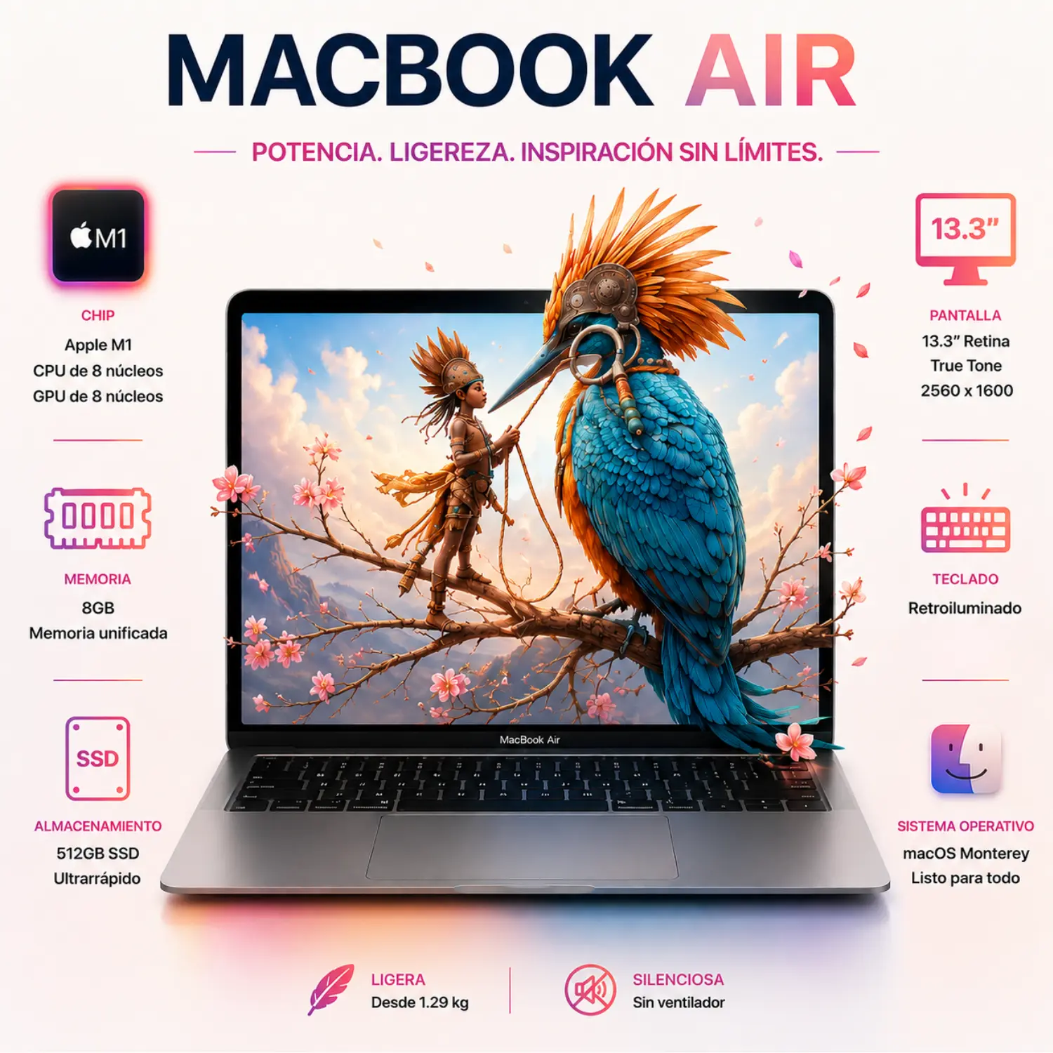 Apple MacBook Air M1 13.3" 8GB RAM 512GB SSD Gris Espacial