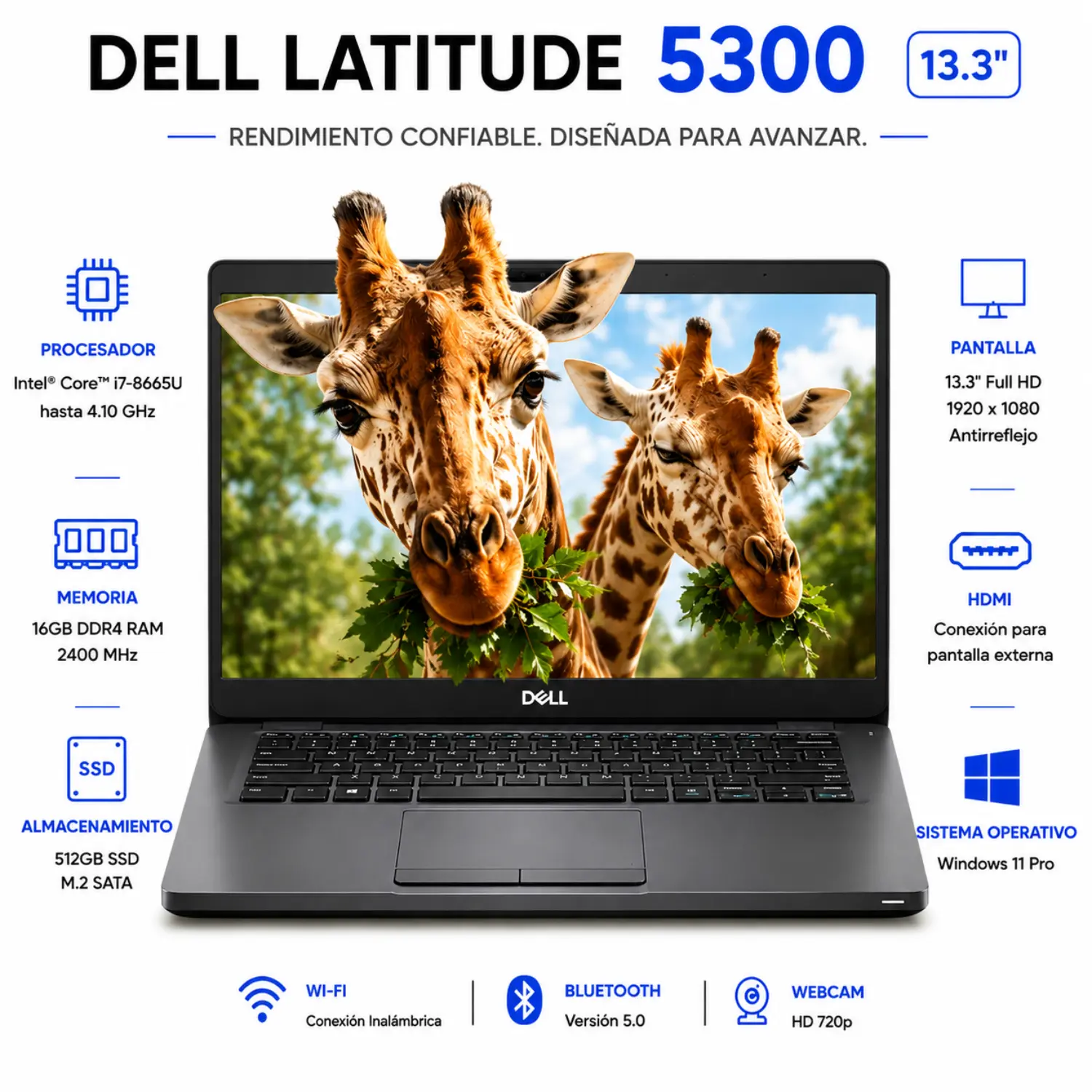Dell Latitude 5300 13.3" FHD Intel Core i7 16GB RAM 512GB SSD Windows 11 (Reacondicionado) 