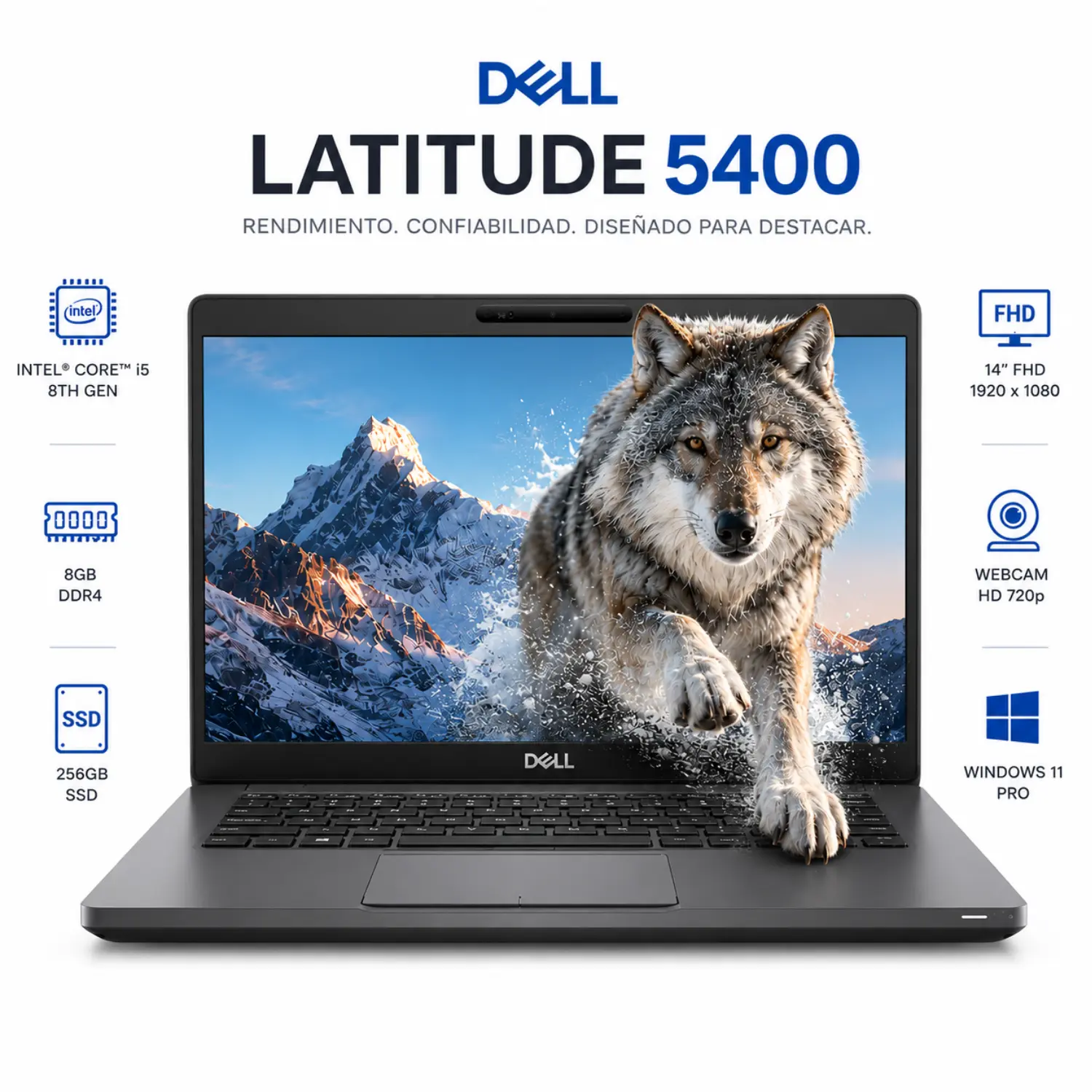 Reacondicionado-Dell Latitude 5400 14" FHD Intel Core i5 8GB RAM 256GB SSD Windows 11  