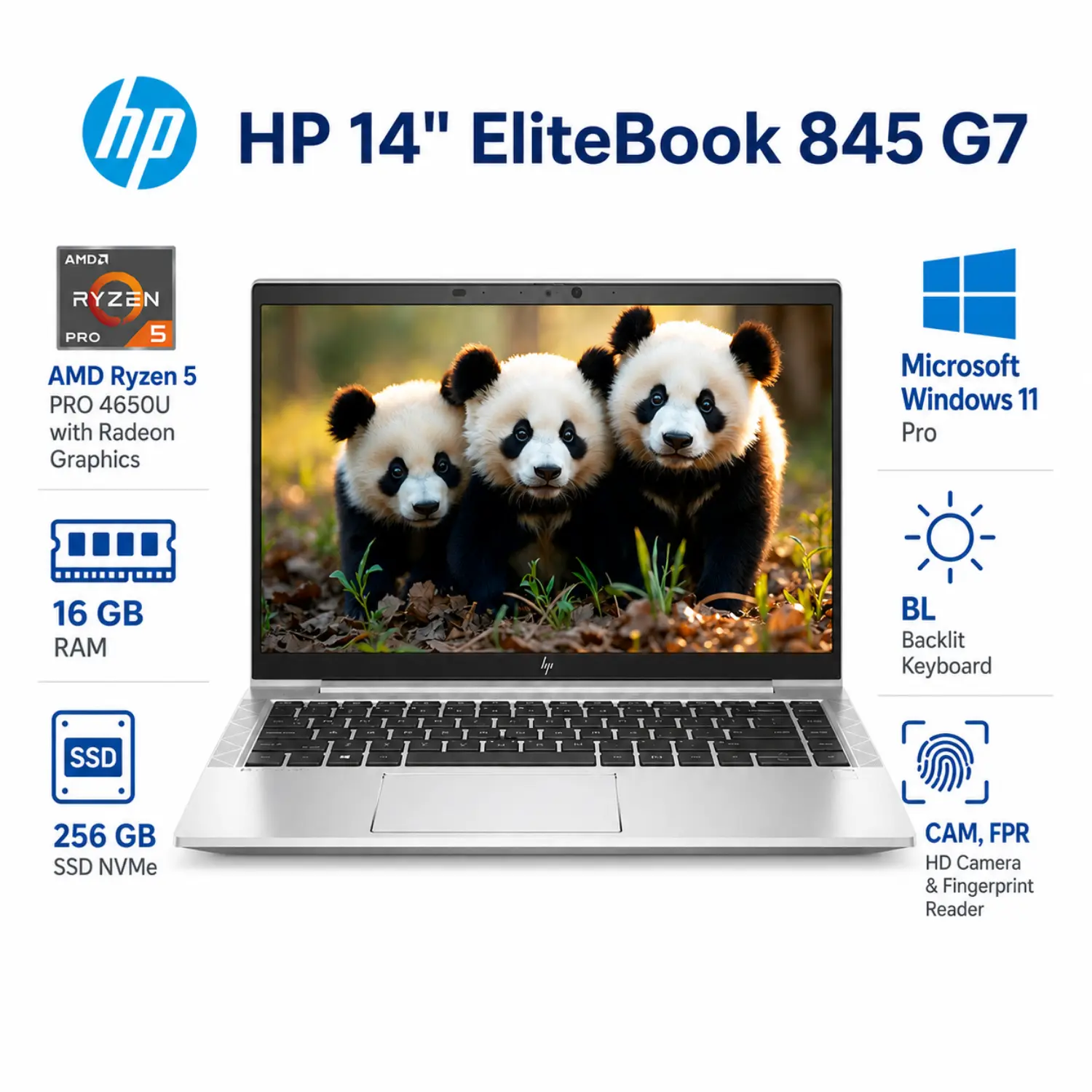 HP EliteBook 845 G7 14" FHD AMD Ryzen 5 PRO 4650U 16GB RAM 256GB SSD (Reacondicionado) 