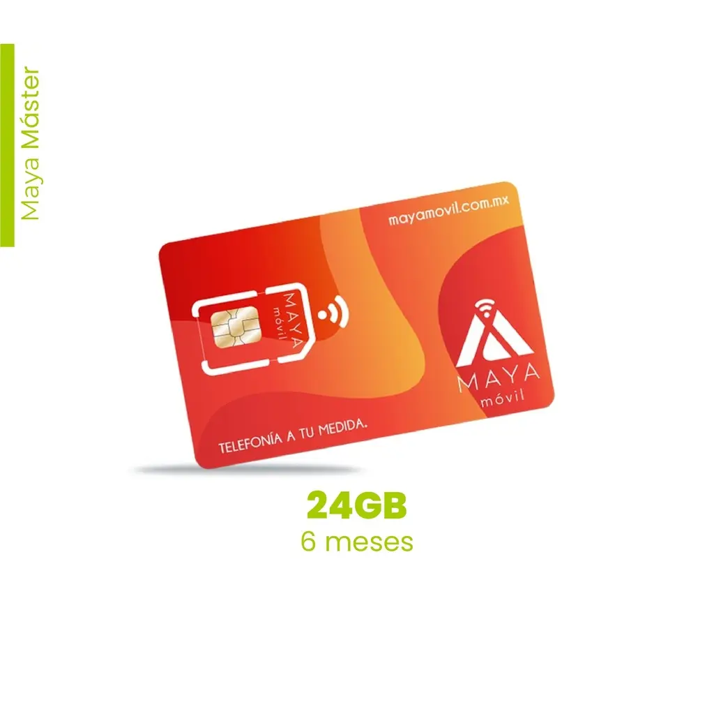 Maya Móvil Máster 6 meses de vigencia, 24 Gb de datos, llamadas, SMS y redes sociales ilimitados