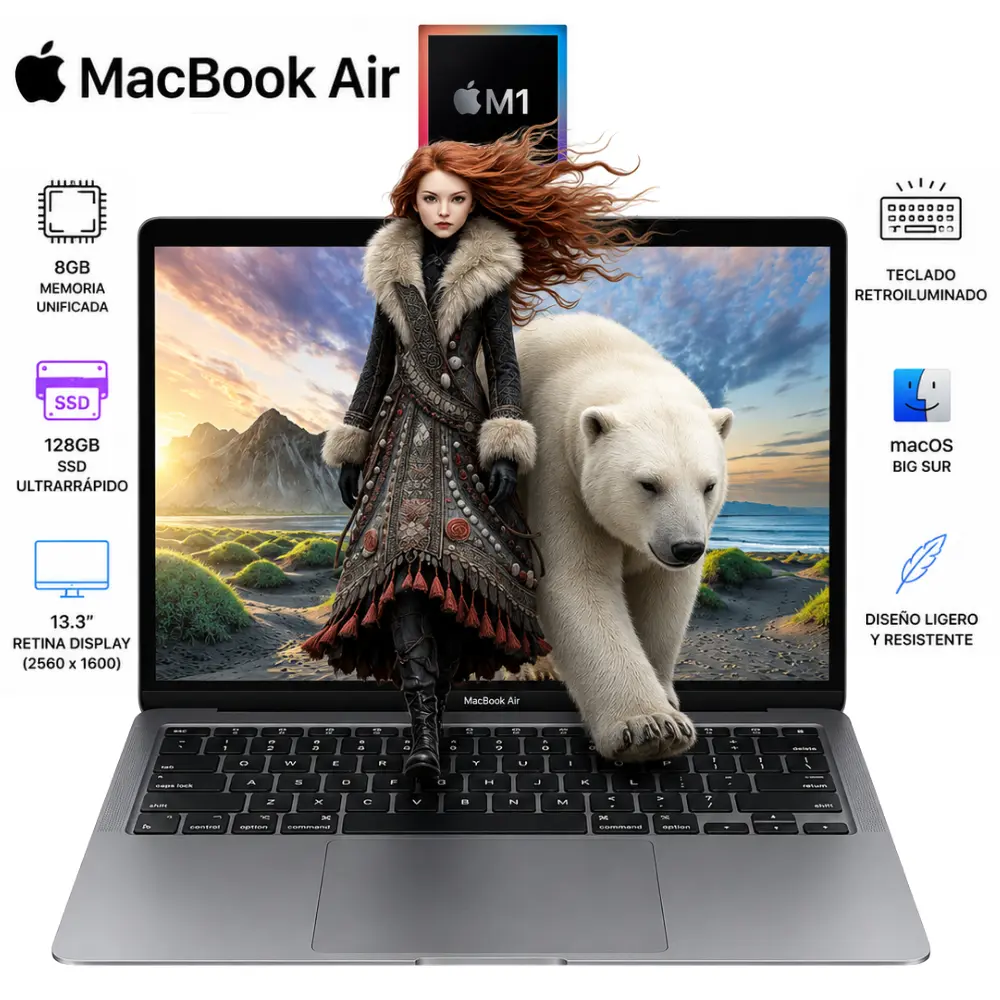 Apple MacBook Air M1 13.3" 8GB RAM 128GB SSD Gris Espacial