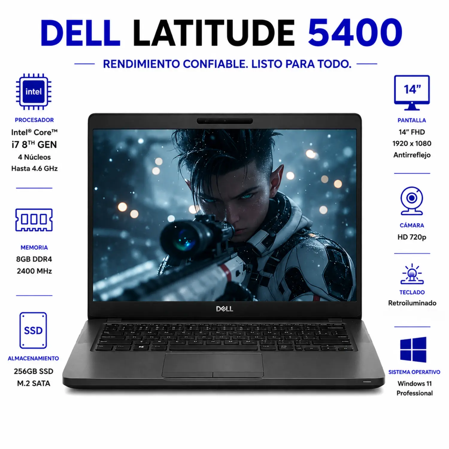 Dell Latitude 5400 14" FHD Intel Core i7 8GB RAM 256GB SSD Windows 11