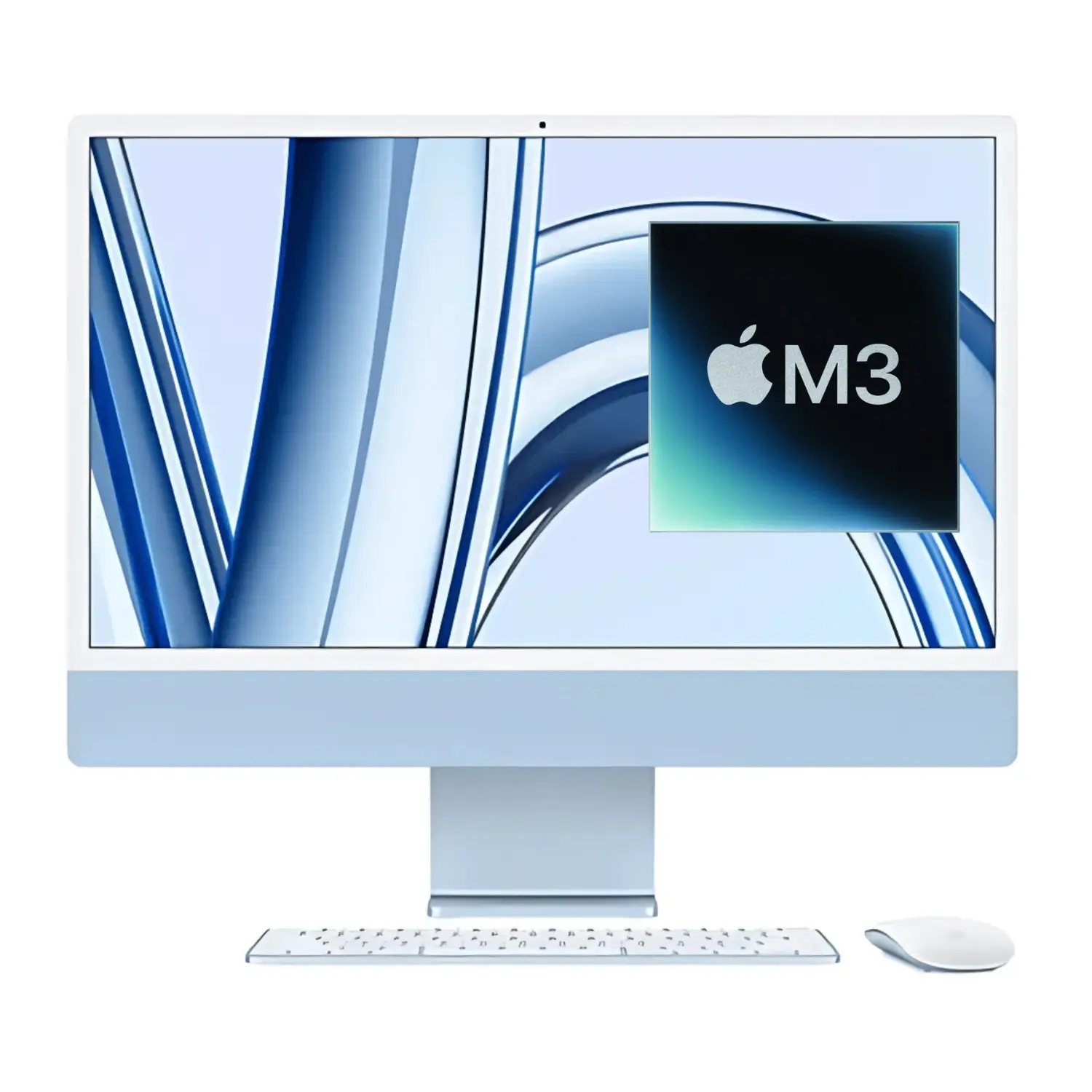 Apple iMac 24″ M3 – All-in-One 4.5K Retina, 8-Core CPU, 10-Core GPU, 8GB RAM, 256GB SSD, Blue, Teclado y Mouse Español Chile