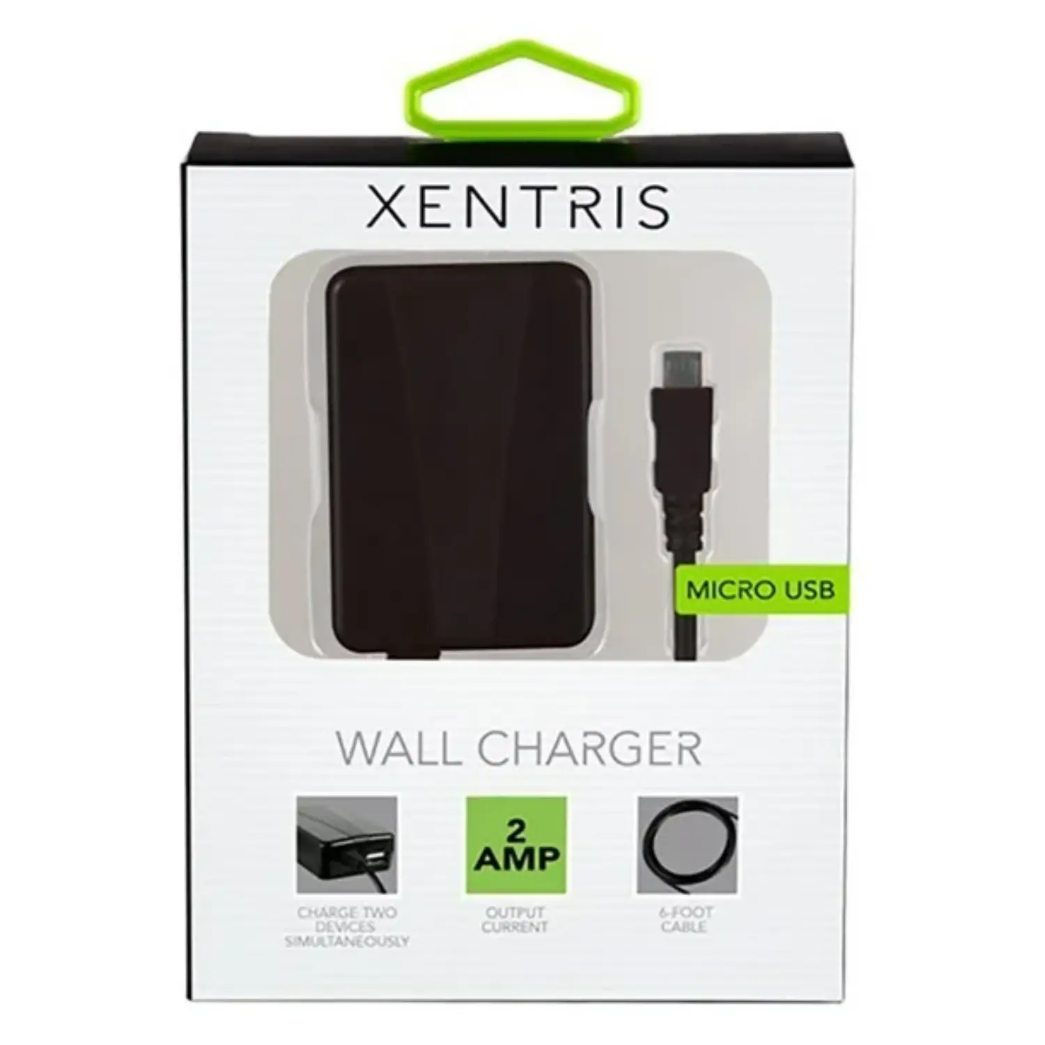 Cargador de Pared Xentris 2.1A Dual Micro USB Negro - Carga Simultánea