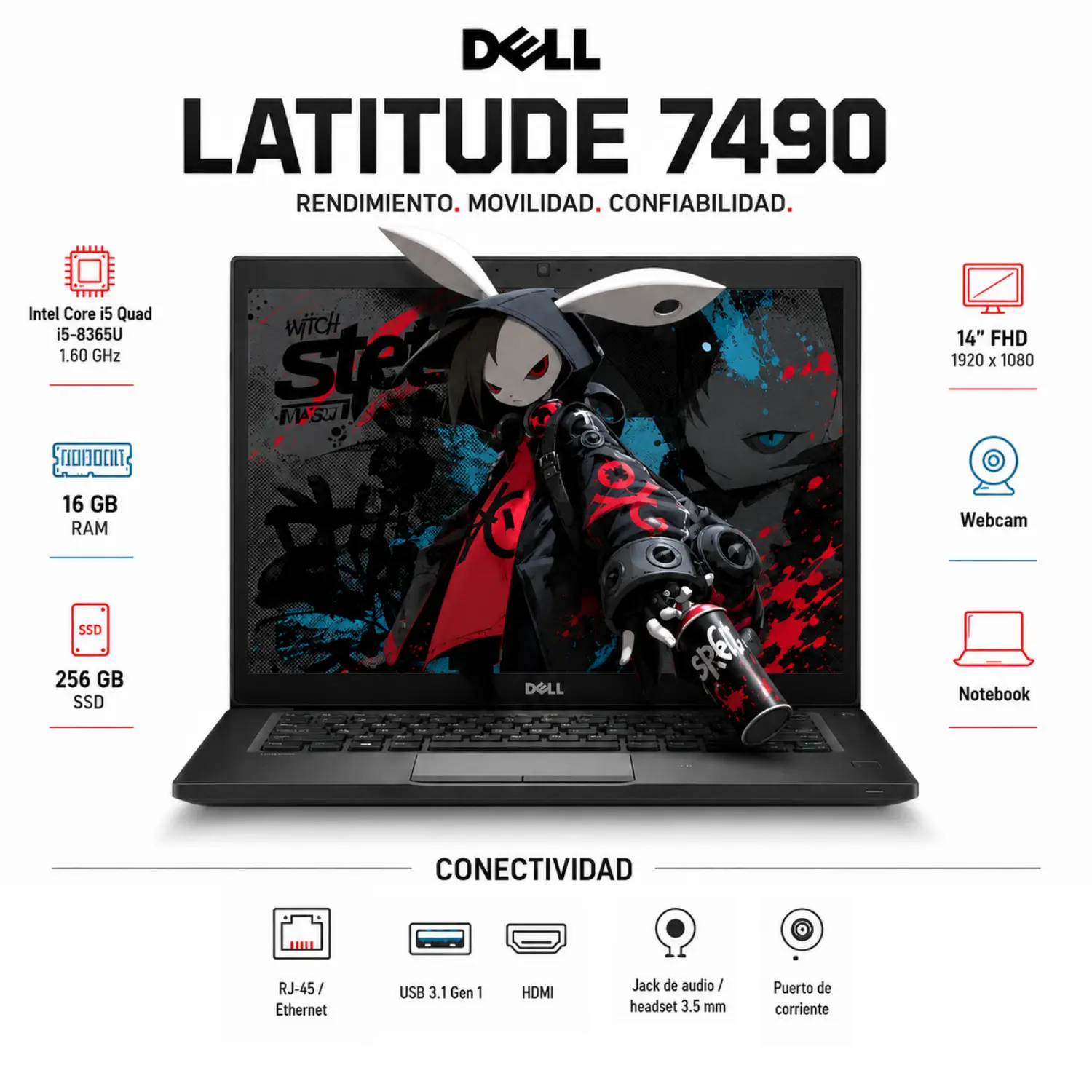 Dell Latitude 7490 14" FHD Intel Core i5 16GB RAM 256GB SSD Windows 11 (Reacondicionado) 