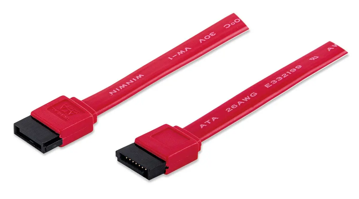 Cable SATA 50cm 7 Pines Rojo Conector Recto Macho a Macho