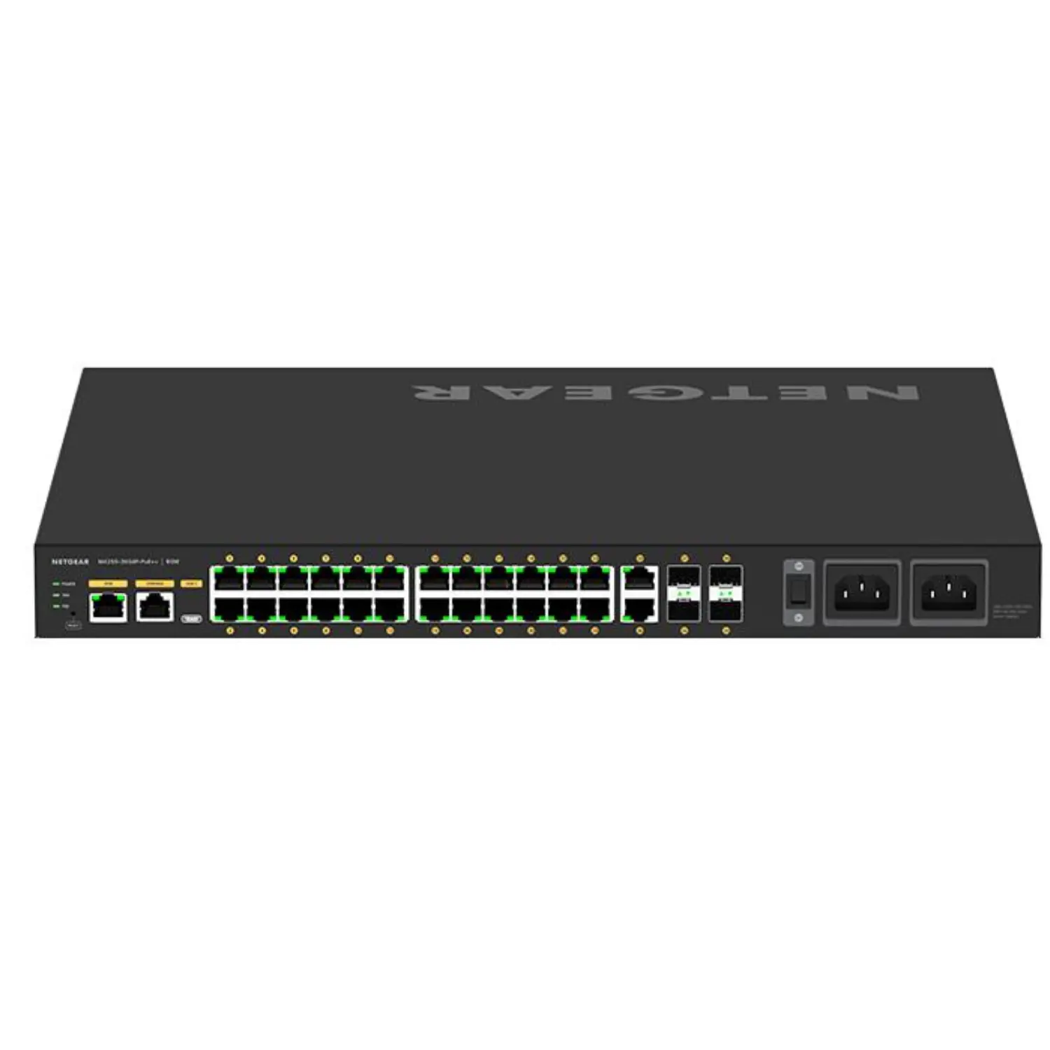 NETGEAR AV Line M4250-26G4F-PoE++ – Switch Administrable 24 Puertos Gigabit con PoE++ (720W), 4 Puertos SFP, Optimizado para AV-over-IP, Montaje en Rack – Nuevo