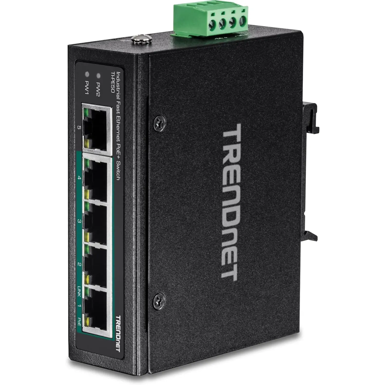 Switch Industrial Trendnet de 5 puertos, DIN-Rail PoE+ Fast Ethernet