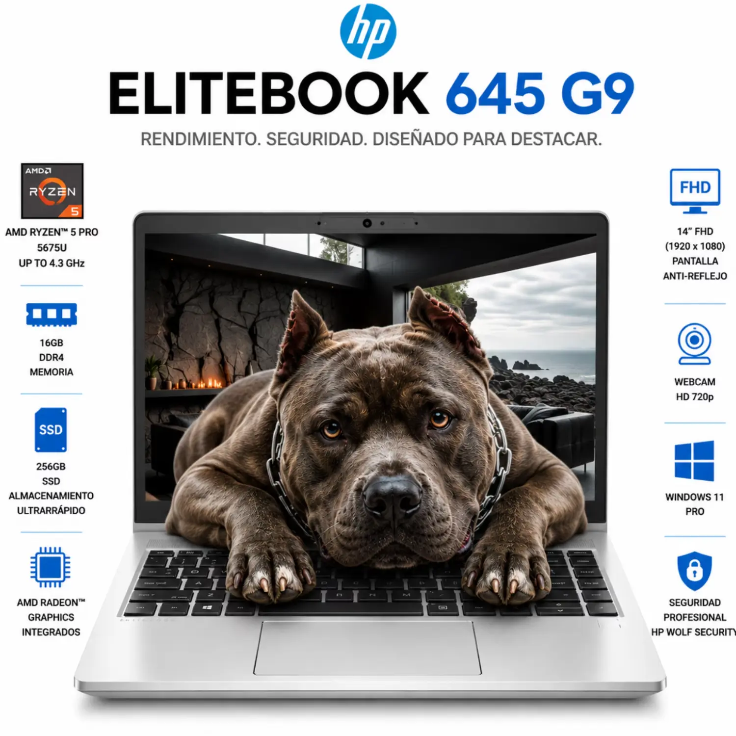 HP EliteBook 645 G9 Laptop Ryzen 5 16GB RAM 256GB SSD 14" FHD Windows 11 Pro