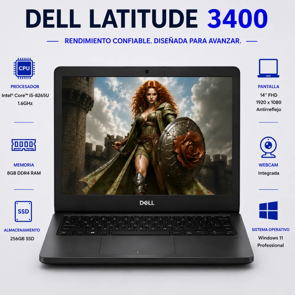 Dell Latitude 3400 14" FHD Intel Core i5 8GB RAM 256GB SSD Windows 11 (Reacondicionado) 