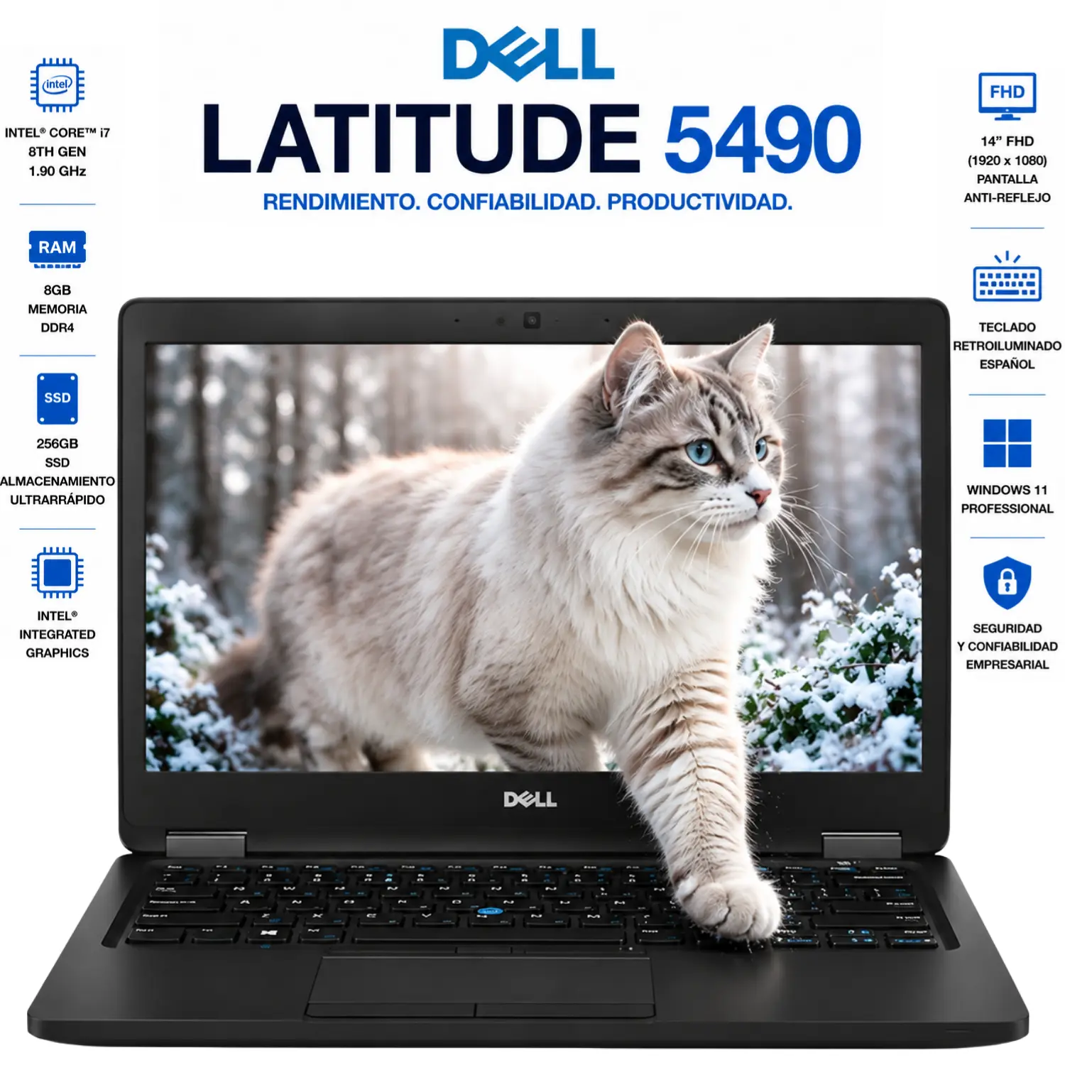 Dell Latitude 5490 14" FHD Intel Core i7 8GB RAM 256GB SSD Windows 11 (Reacondicionado) 