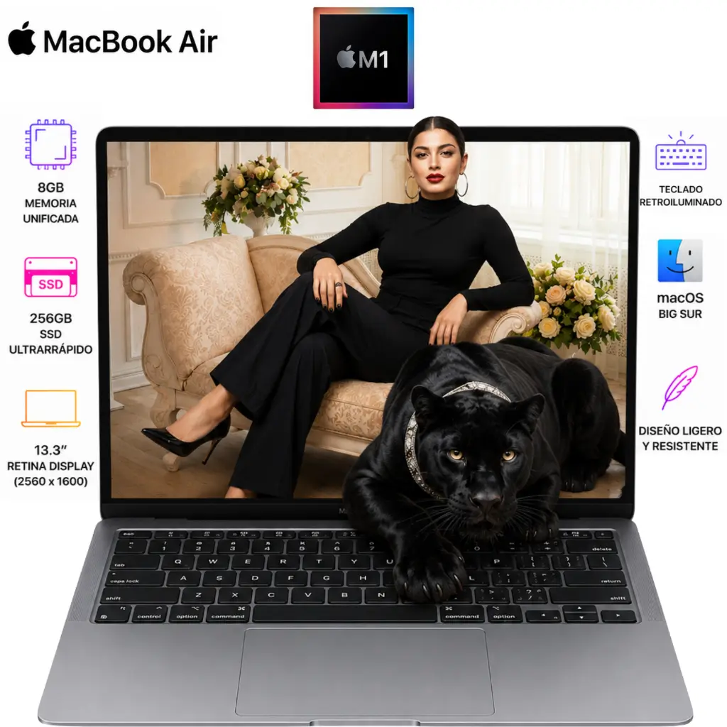 Apple MacBook Air 13.3" Retina M1 8GB RAM 128GB SSD Plata Grado B