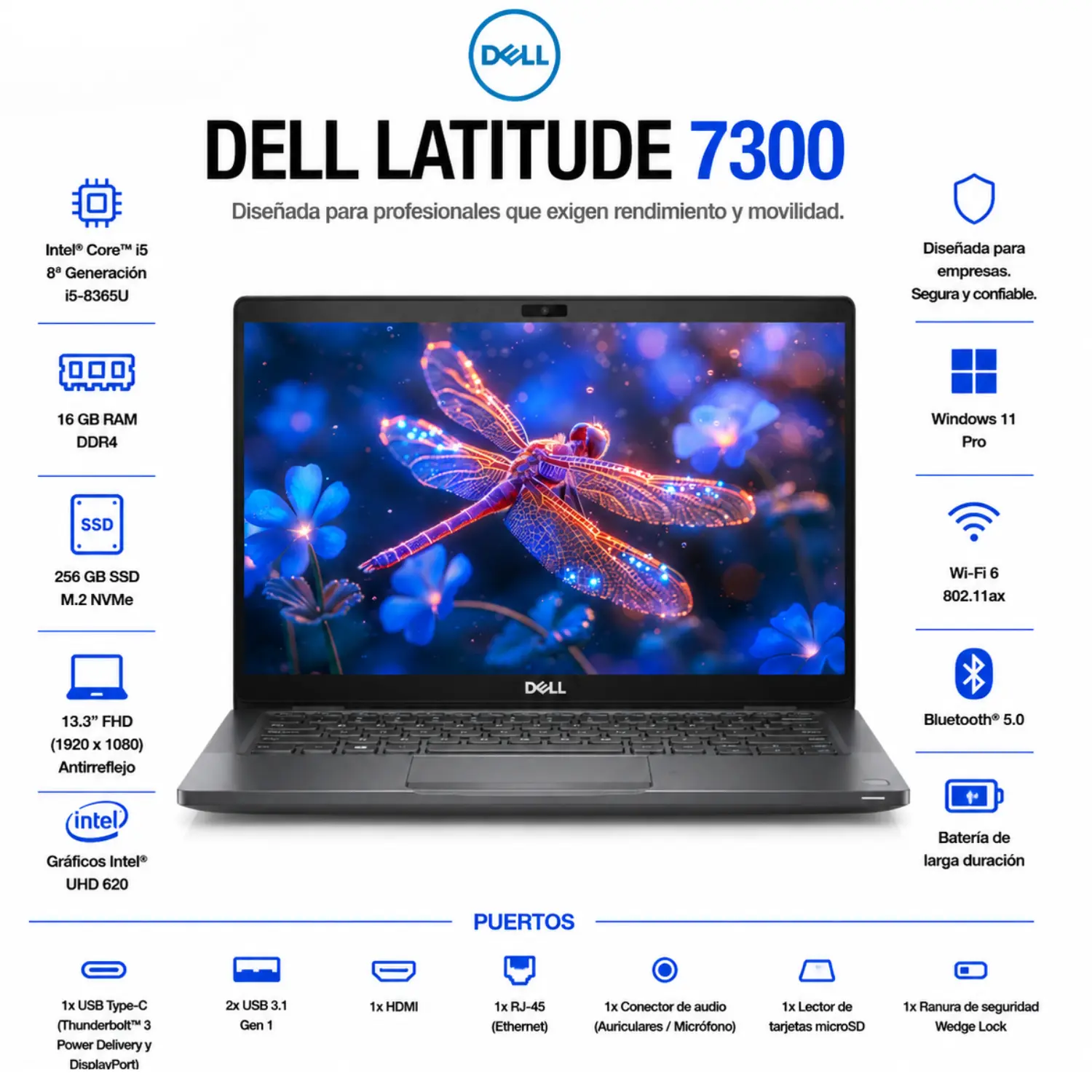 Dell Latitude 7300 13.3" FHD Intel Core i5 16GB RAM 256GB SSD Windows 11