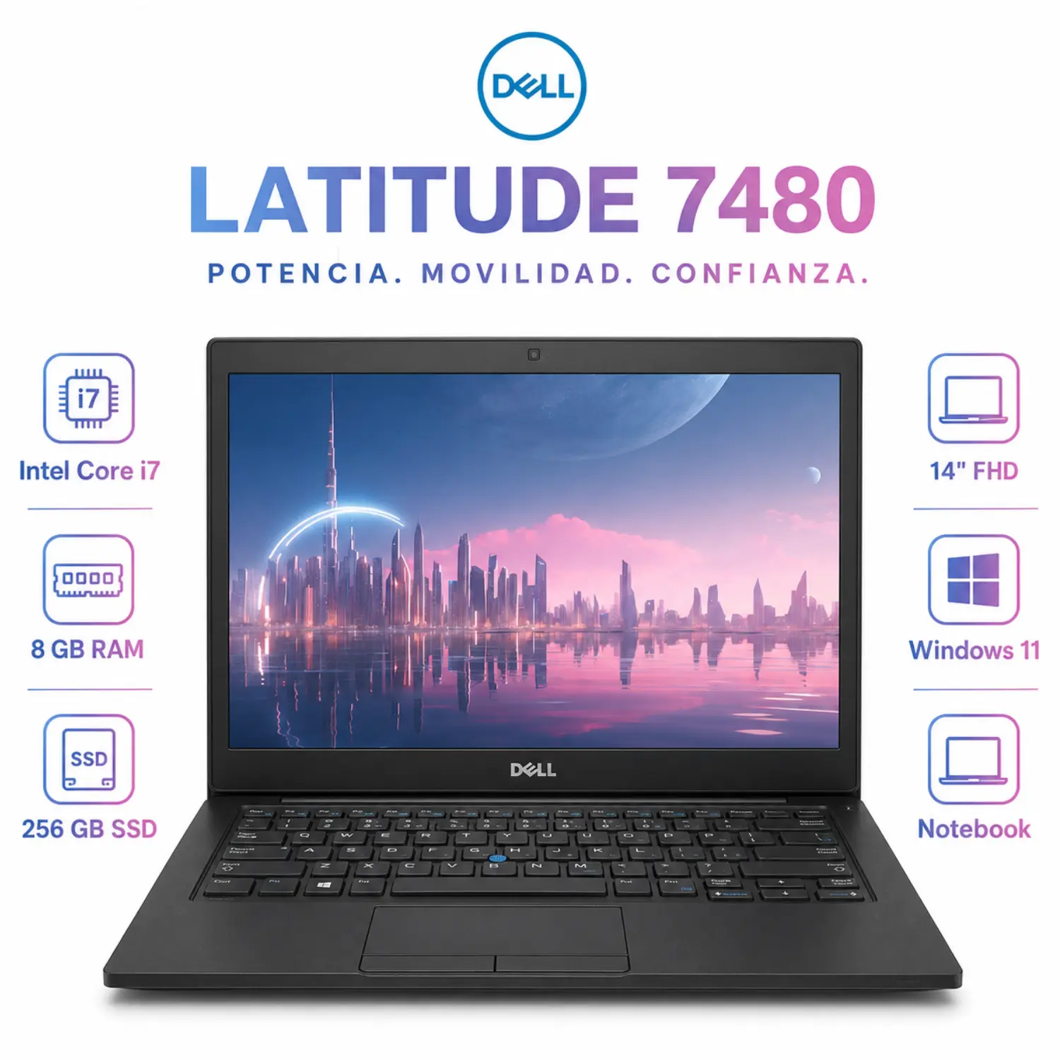 Laptop Dell Latitude 7480 14 FHD Intel Core i7 8GB RAM 256GB SSD Windows 11
