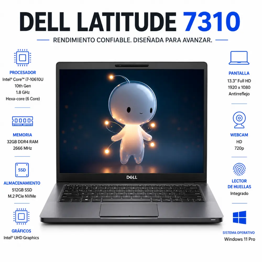 Dell Latitude 7310 13.3" FHD Intel Core i7 32GB RAM 512GB SSD Windows 11 (Reacondicionado) 