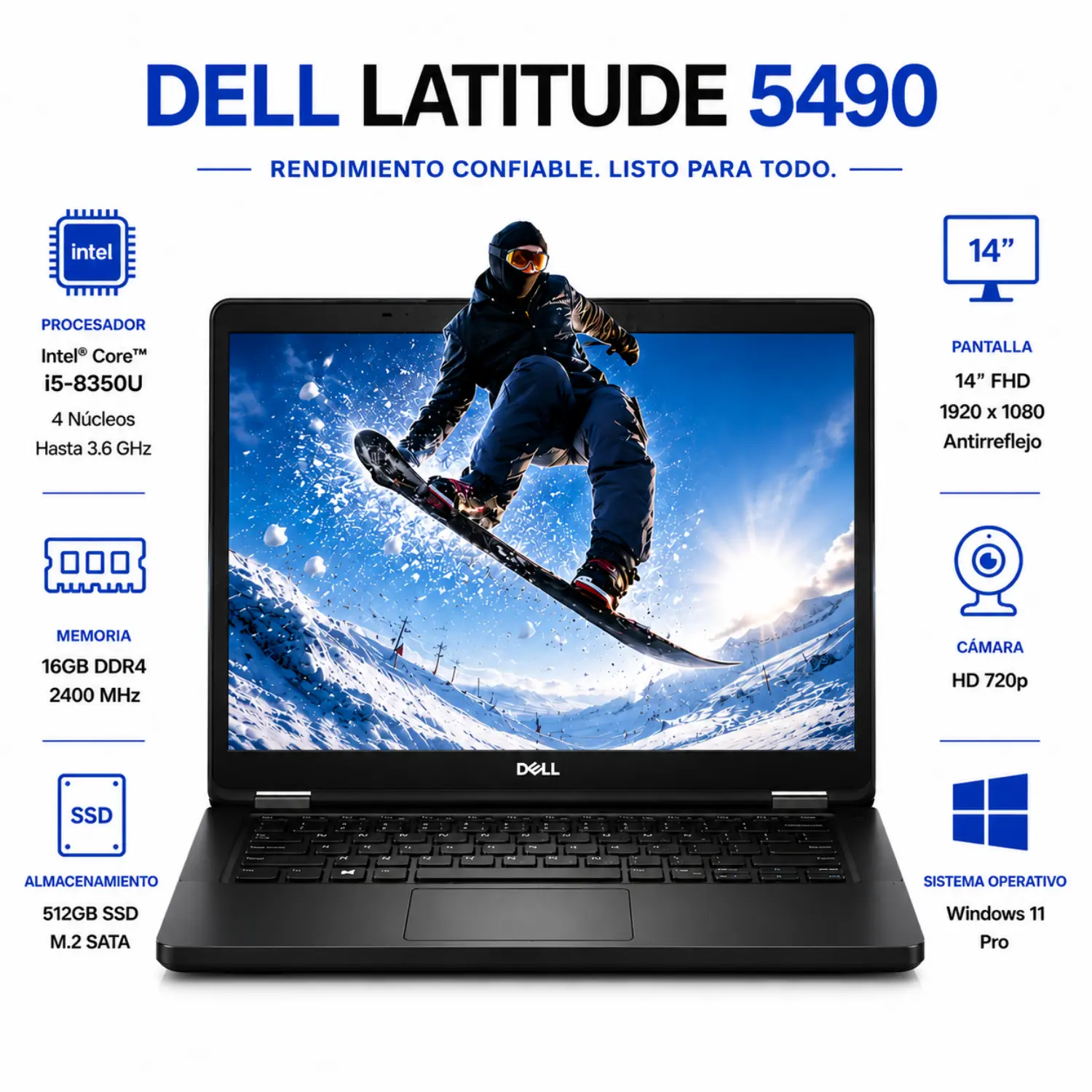 Dell Latitude 5490 14" FHD Intel Core i5 16GB RAM 512GB SSD Windows 11 (Reacondicionado) 