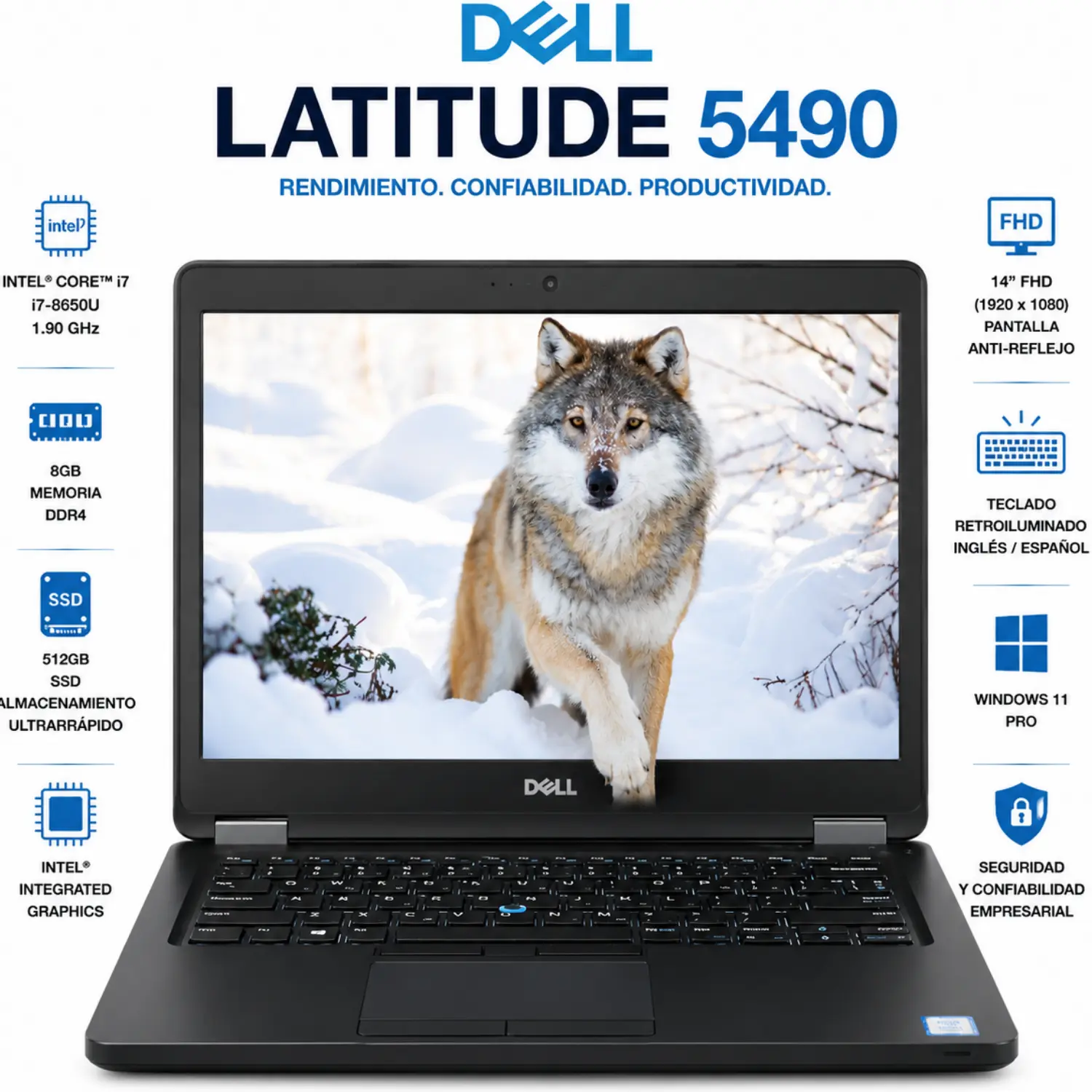 Dell Latitude 5490 14" FHD Intel Core i7 8GB RAM 512GB SSD Windows 11