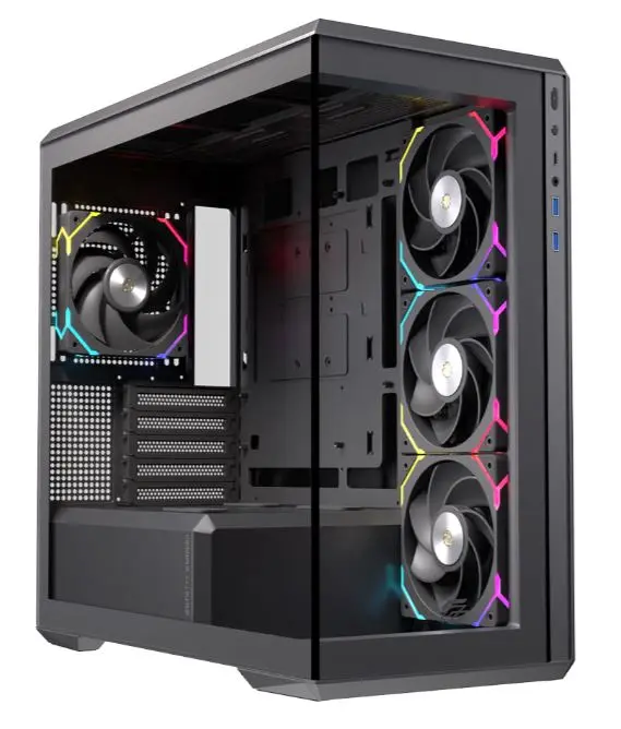 Gabinete Einarex ZM800 Black - Micro ATX - Cristal Templado Dual - 4 Fans RGB - USB-C