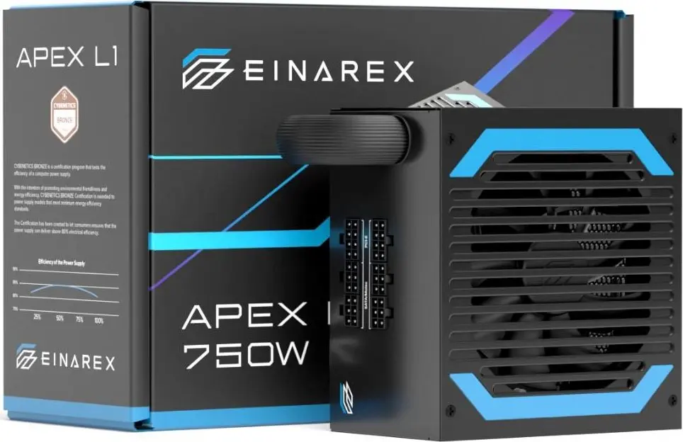 Fuente de Poder EINAREX APEX L1 750W - EXPS-XL2-750-BK, ATX 750W DC, Eficiencia Energética, Diseño Black Edition
